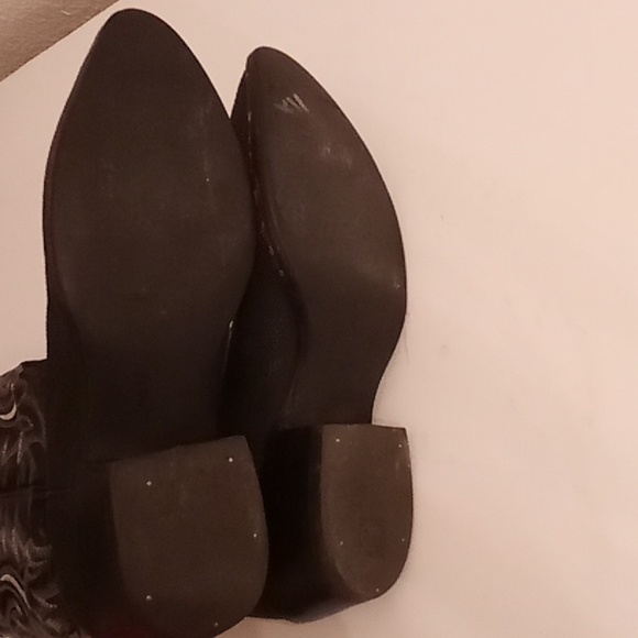 Vibram Leather Western Rodeo Festival Party Gothic Sz 8 Black-Cream-Gold Colors - Picture 4 of 11